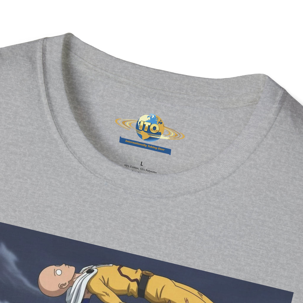 Graphic T-Shirt — Superhero Pose Lifting Villain Illustration
