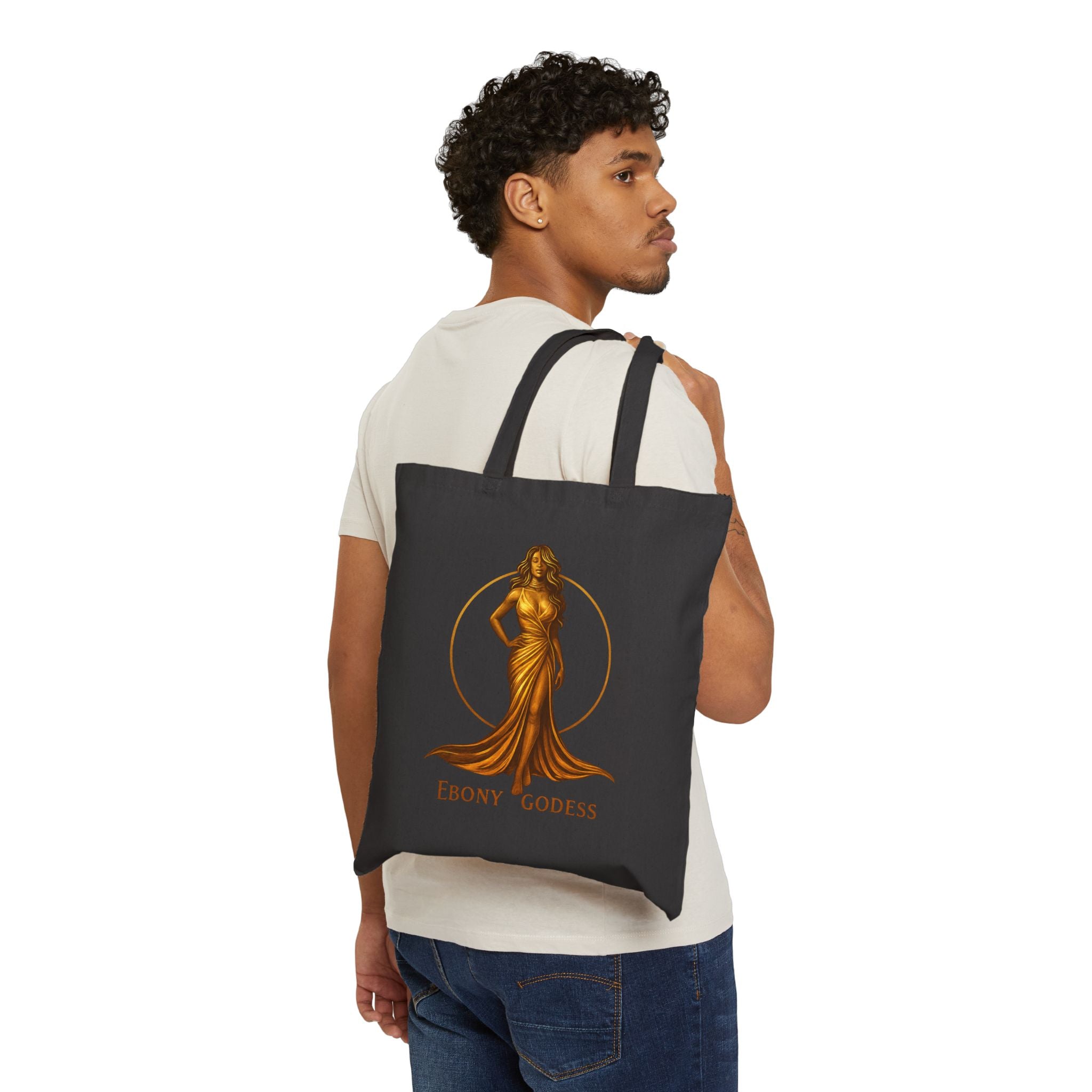 Ebony Goddess Canvas Tote Bag — Elegant Black Woman Art Grocery & Everyday Tote