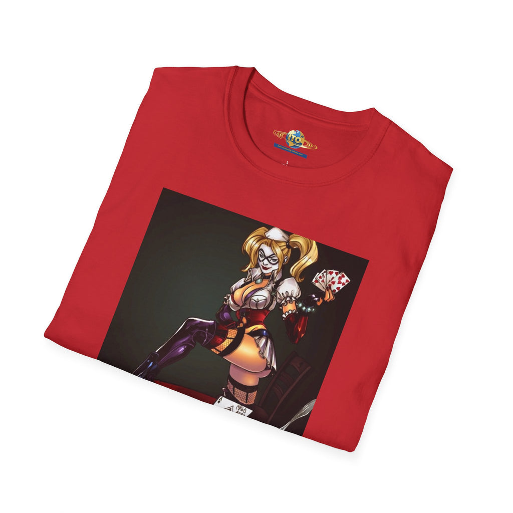 Anime Villainess Art Print T‑Shirt — Femme Fatale Playing Cards Illustration