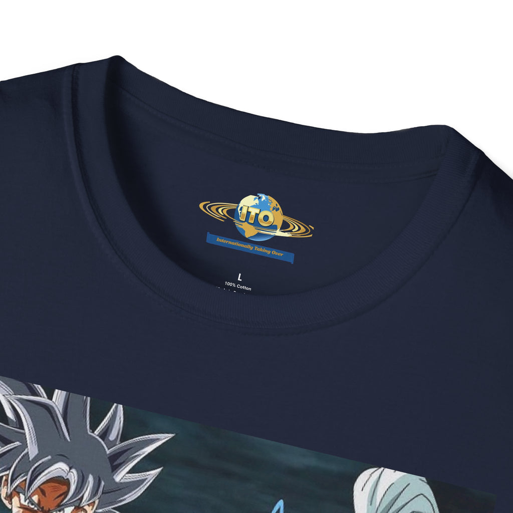 Anime God Duo T-Shirt — Fiery Saiyan & Divine Companion Graphic Tee