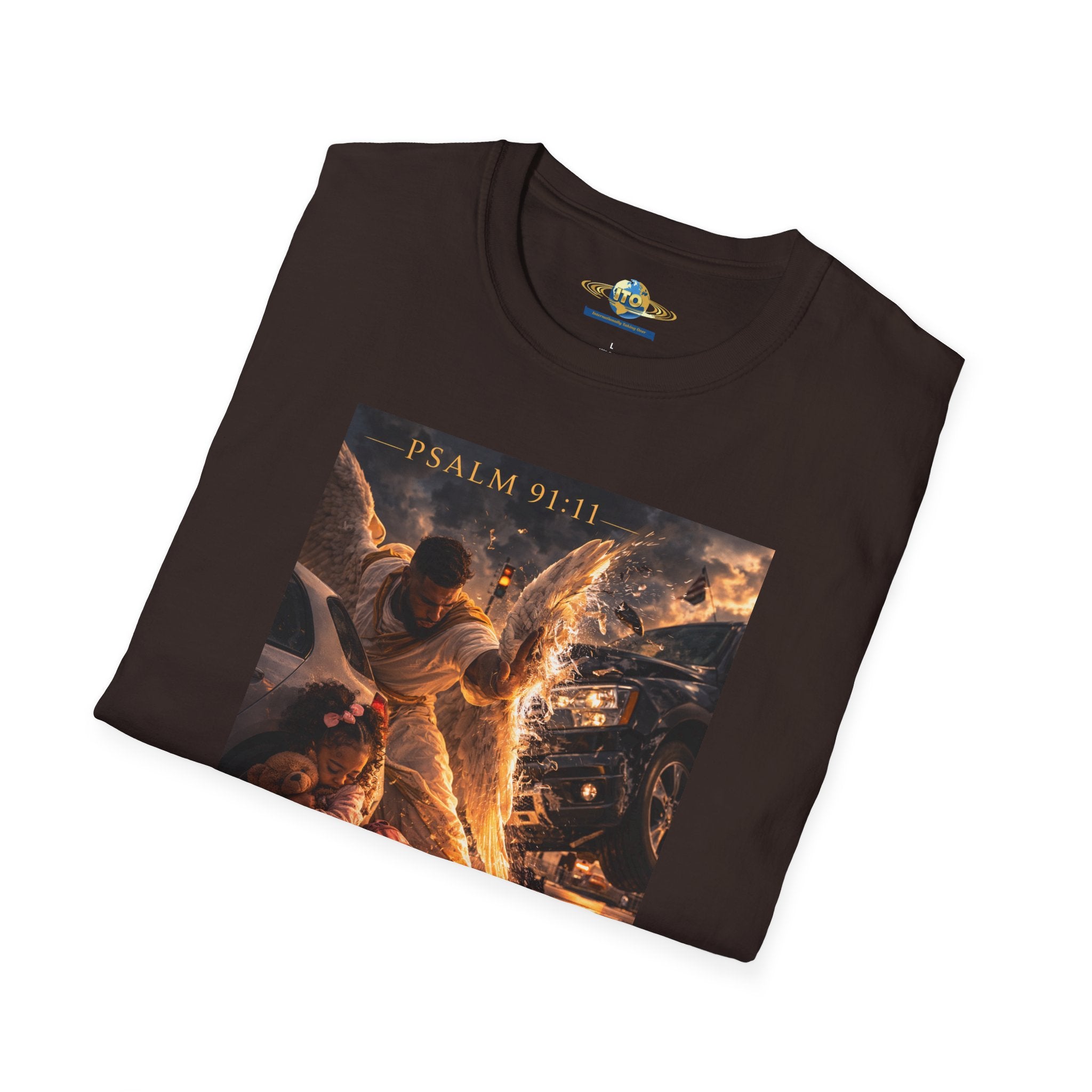 Psalm 91 Angel Protection T-Shirt — Faith-Based Christian Tee with Guardian Angel Artwork