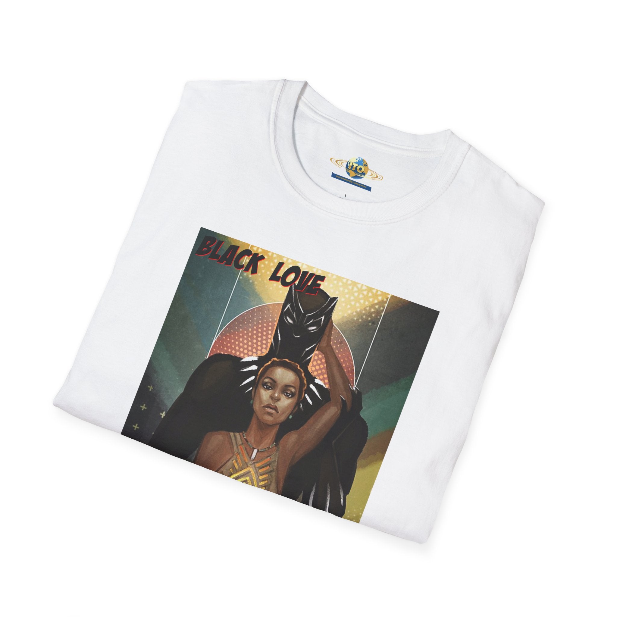 Black Love Poster T-Shirt — Afrocentric Black Panther & Queen Graphic Tee