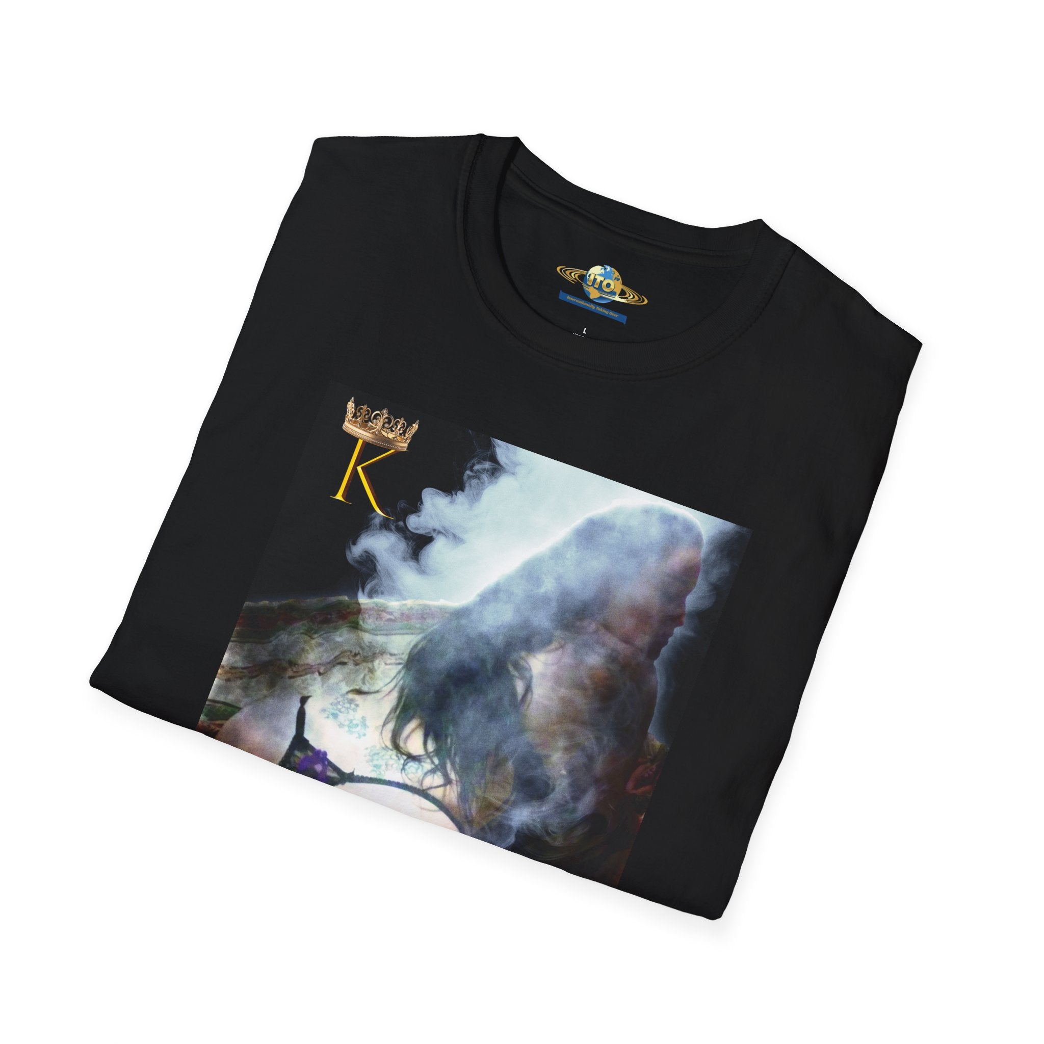 Abstract Cosmic Cat T-Shirt — Surreal Moon & Cat Art Tee