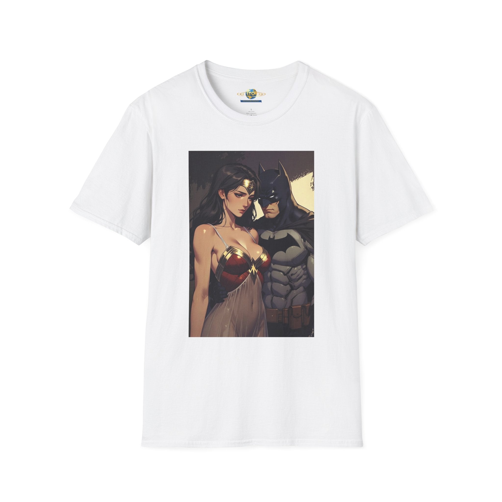 Batman & Wonder Woman Portrait T‑Shirt — Romantic Superhero Art Tee