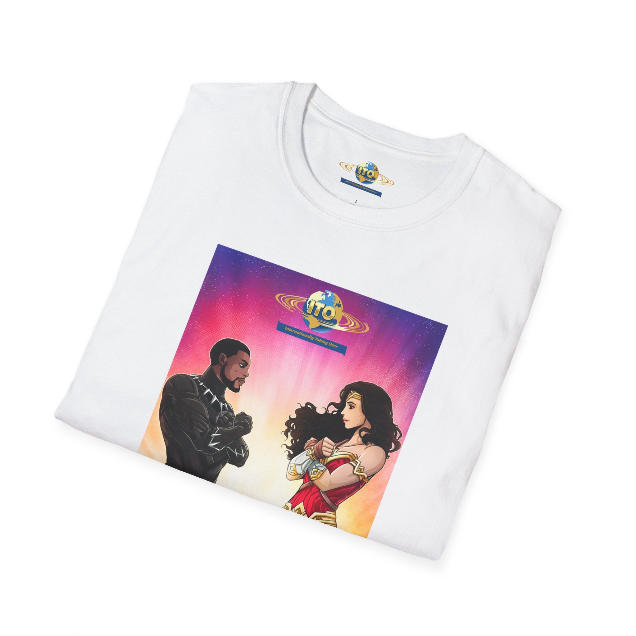 Superhero Showdown T-Shirt — Retro Comic Style Hero vs Hero Tee