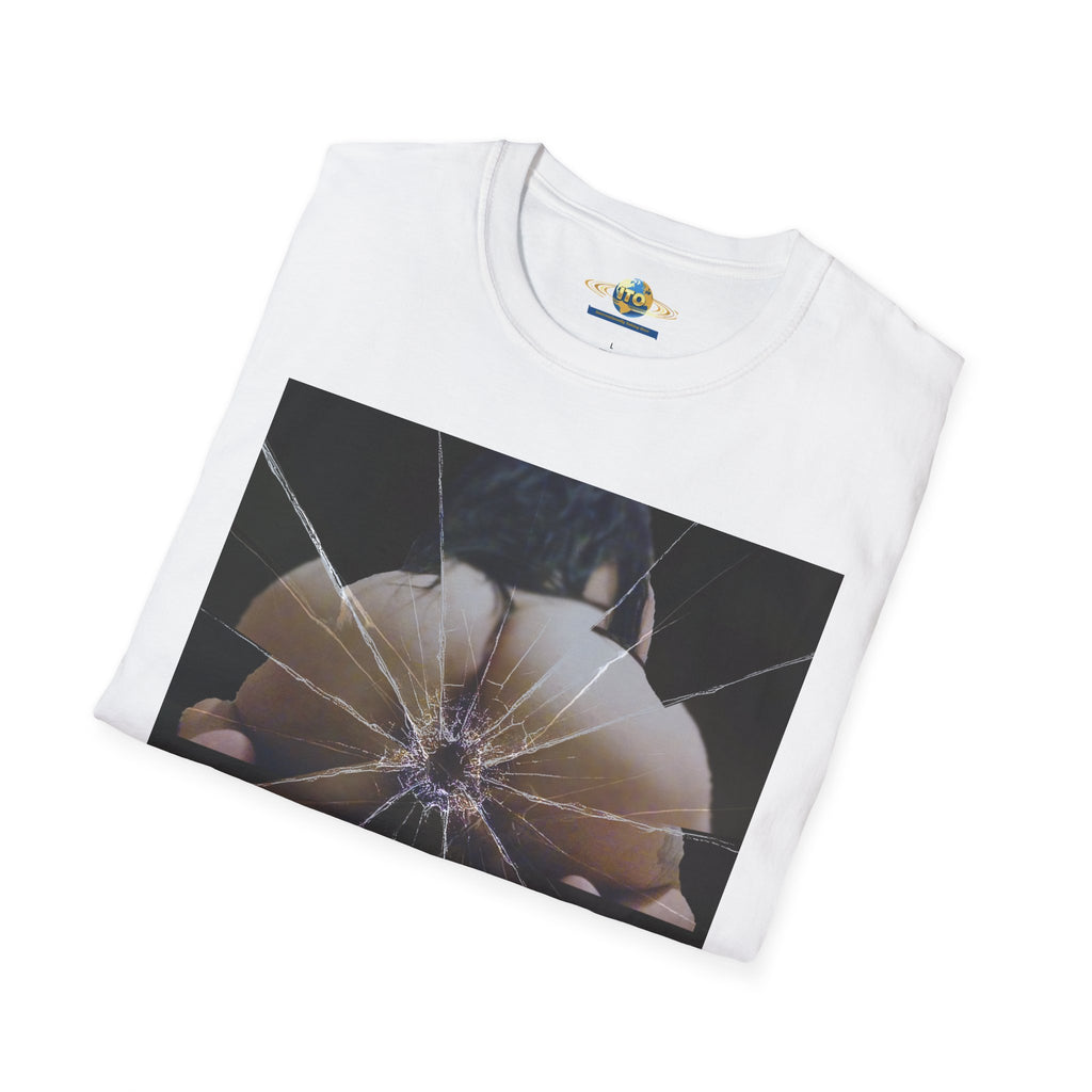 Broken Mirror Photo Tee — Reflective Shattered Glass Graphic T-Shirt