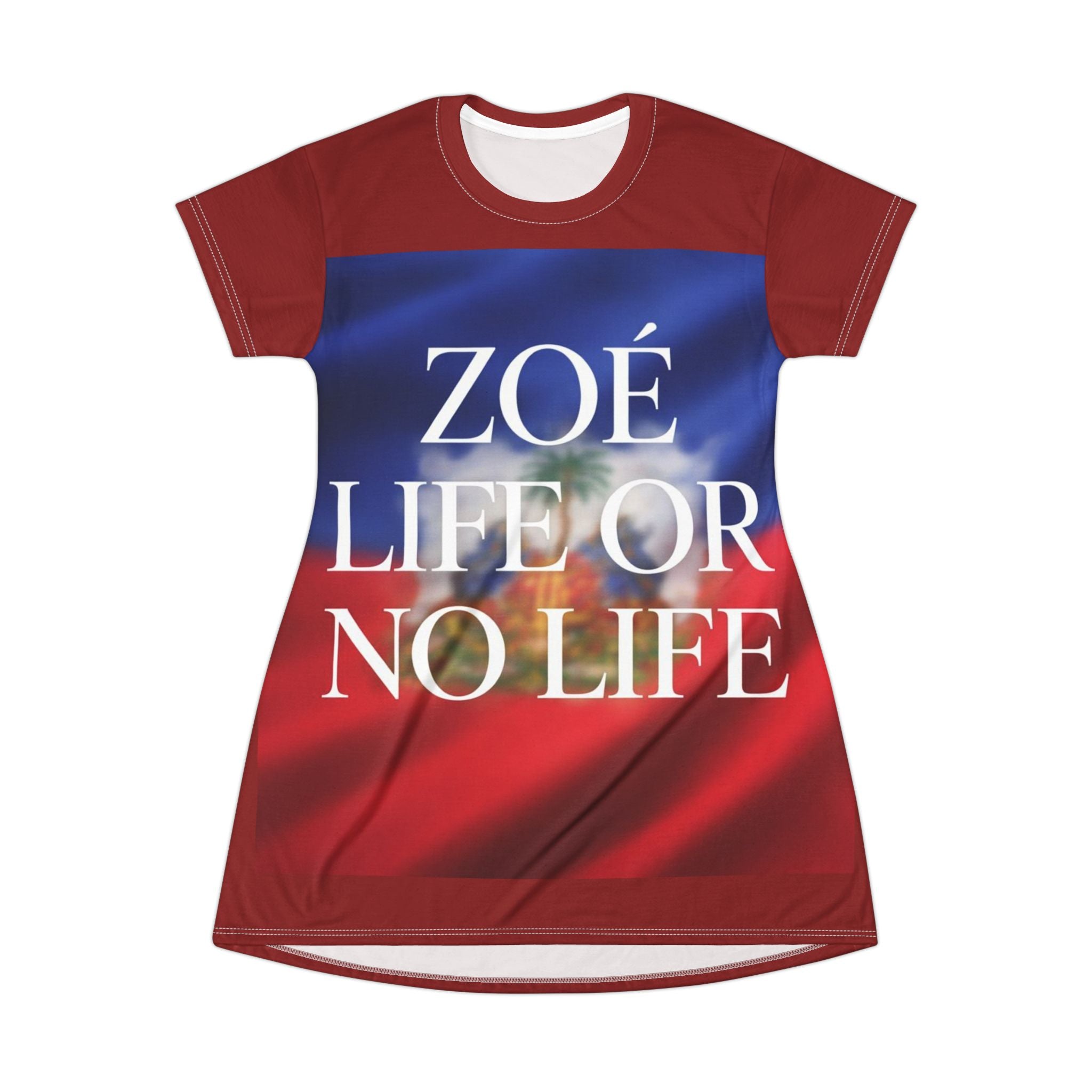 Zoé 'Life or No Life' All-Over Print T-Shirt Dress — Bold Graphic Statement Dress