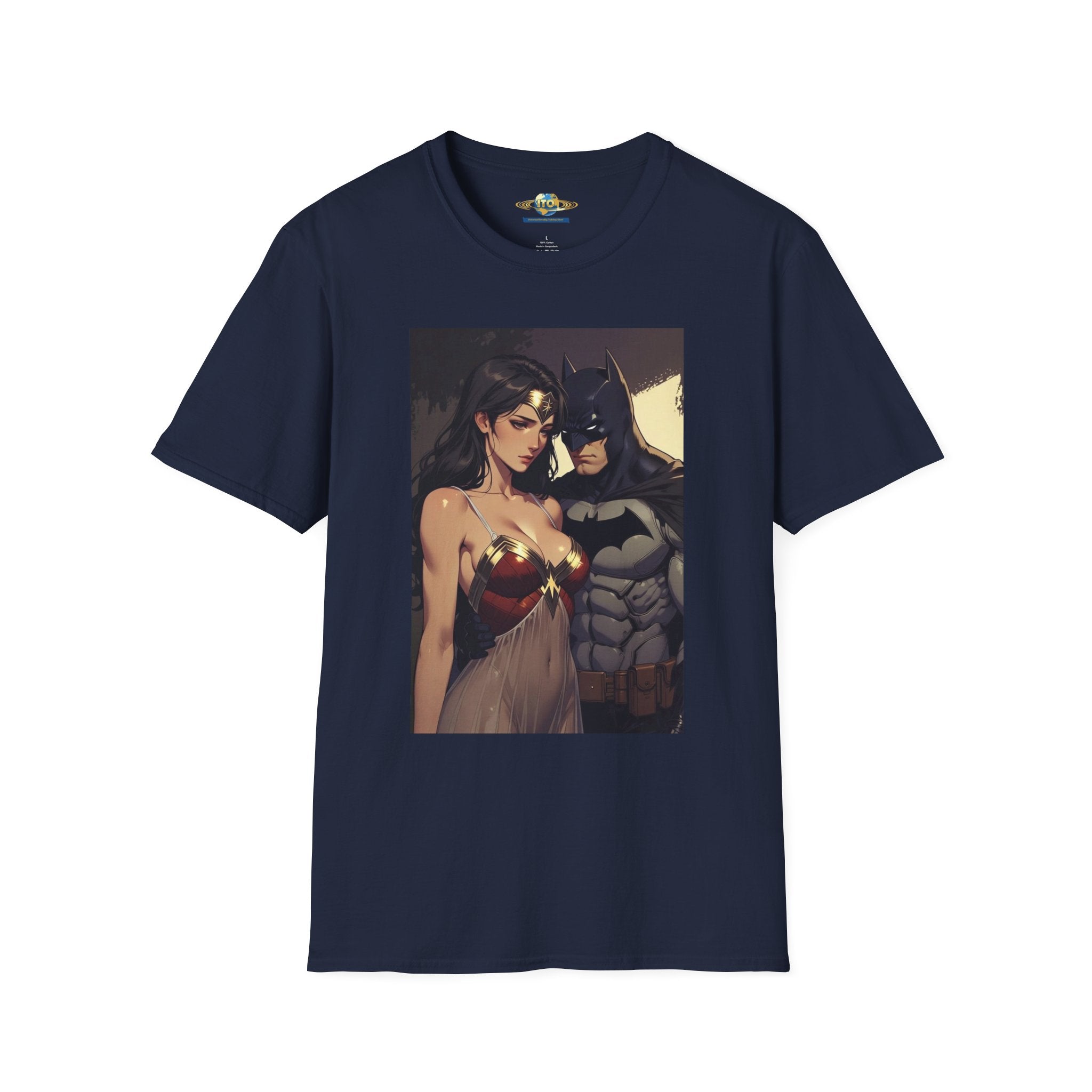 Batman & Wonder Woman Portrait T‑Shirt — Romantic Superhero Art Tee