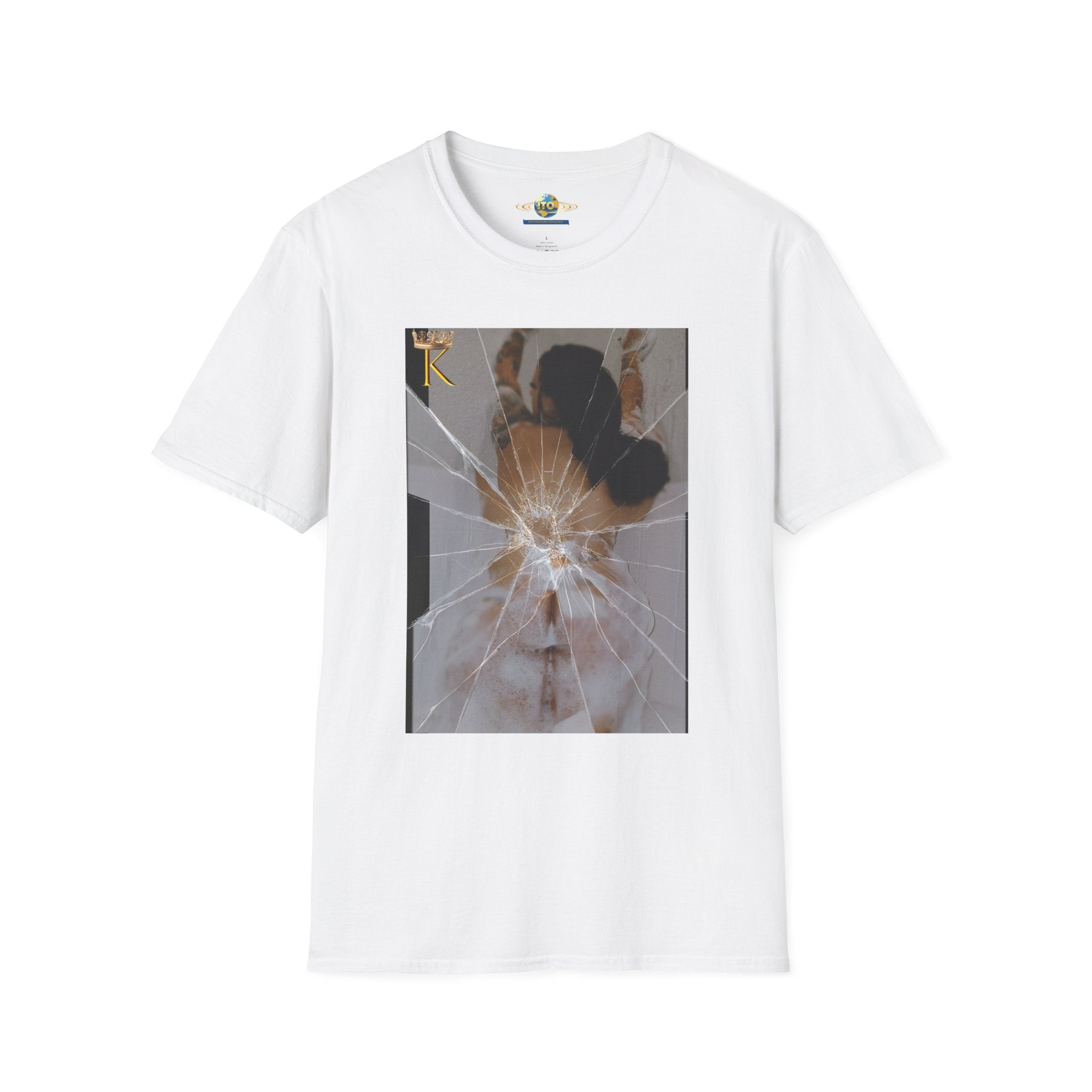 Broken Mirror Portrait T‑Shirt — Shattered Reflection Graphic Tee