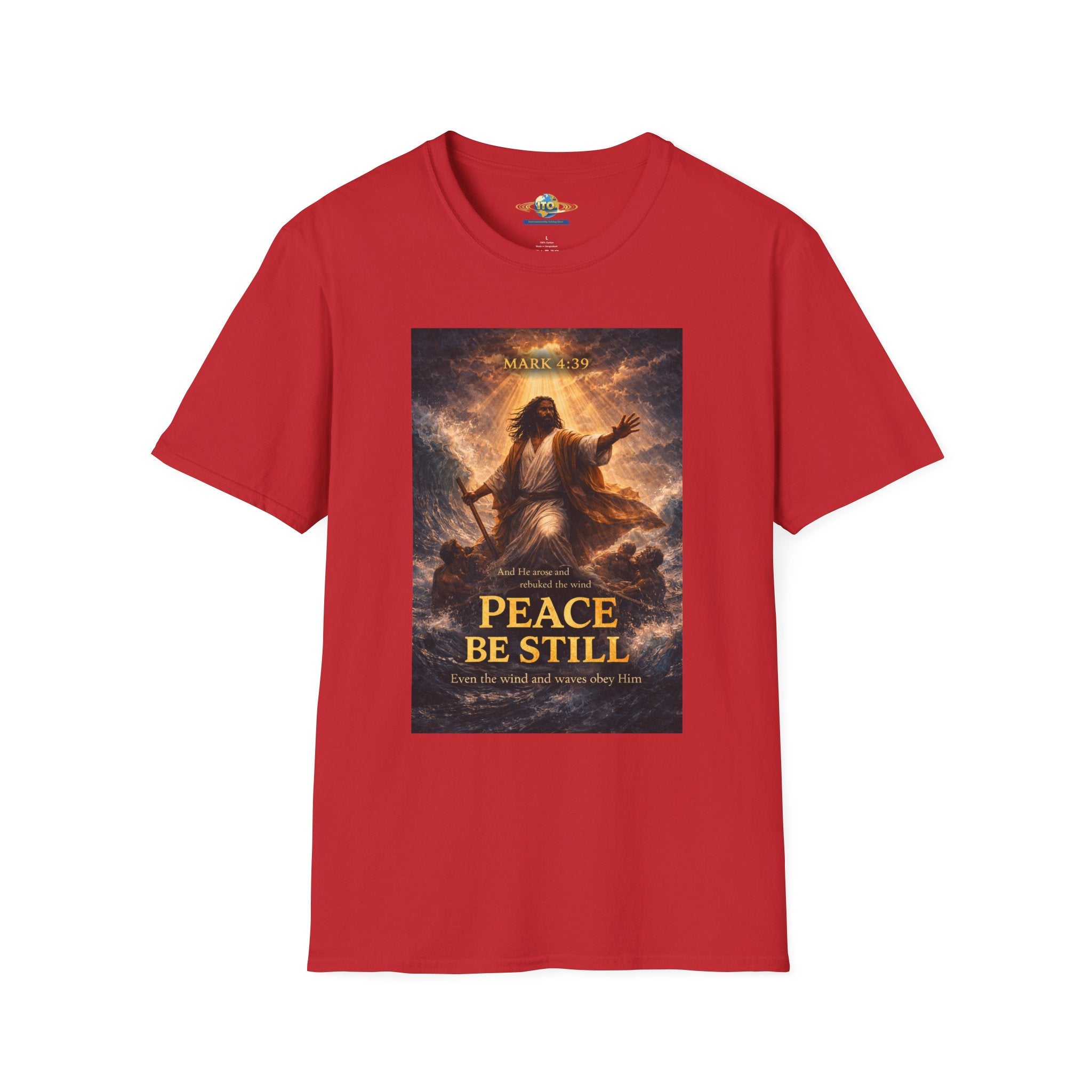 Jesus Calming the Storm T-Shirt — "Peace Be Still" Christian Faith Tee