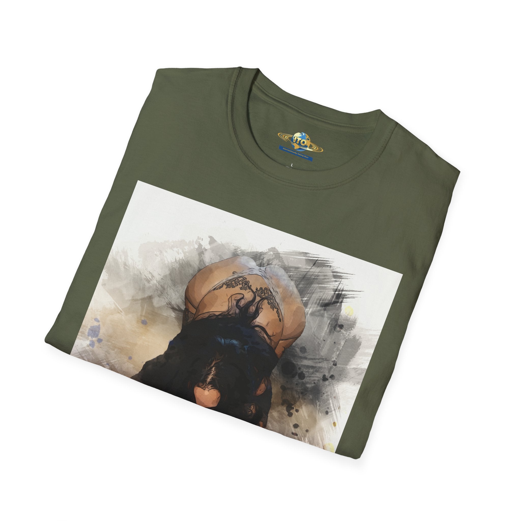 Artistic Watercolor Pin-Up Tee — Sensual Back-View Illustration