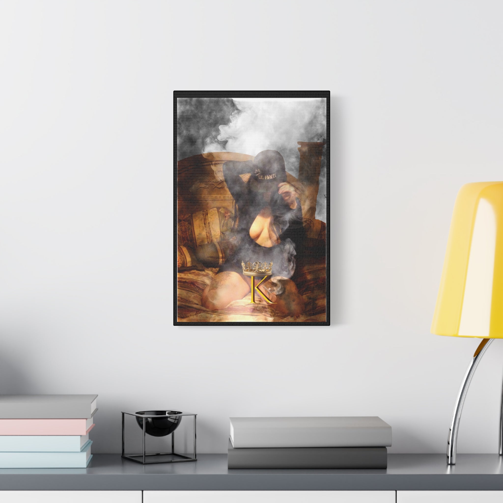 Smoky Boudoir Canvas Print — 'K' Crown Matte Stretched Wall Art