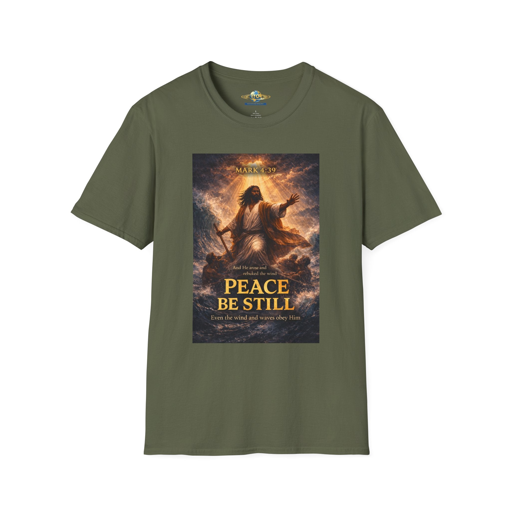 Jesus Calming the Storm T-Shirt — "Peace Be Still" Christian Faith Tee