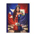 Puerto Rican & Dominican Chess Queen Matte Canvas Print — Bilingual Island Pride Wall Art