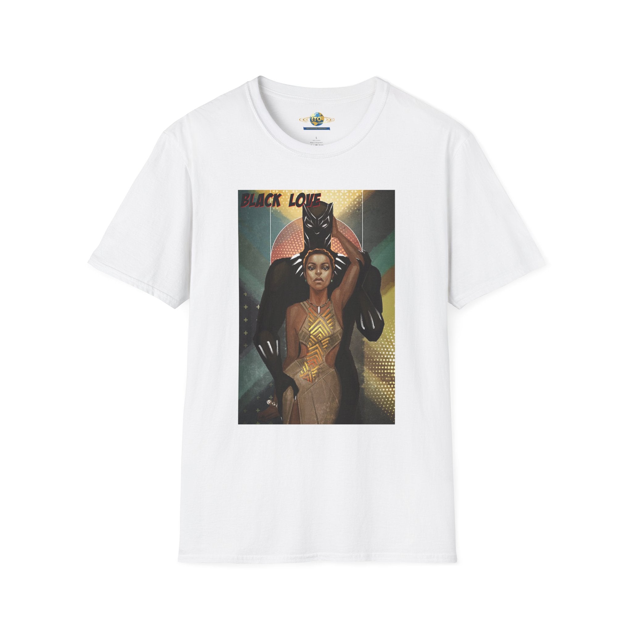 Black Love Poster T-Shirt — Afrocentric Black Panther & Queen Graphic Tee