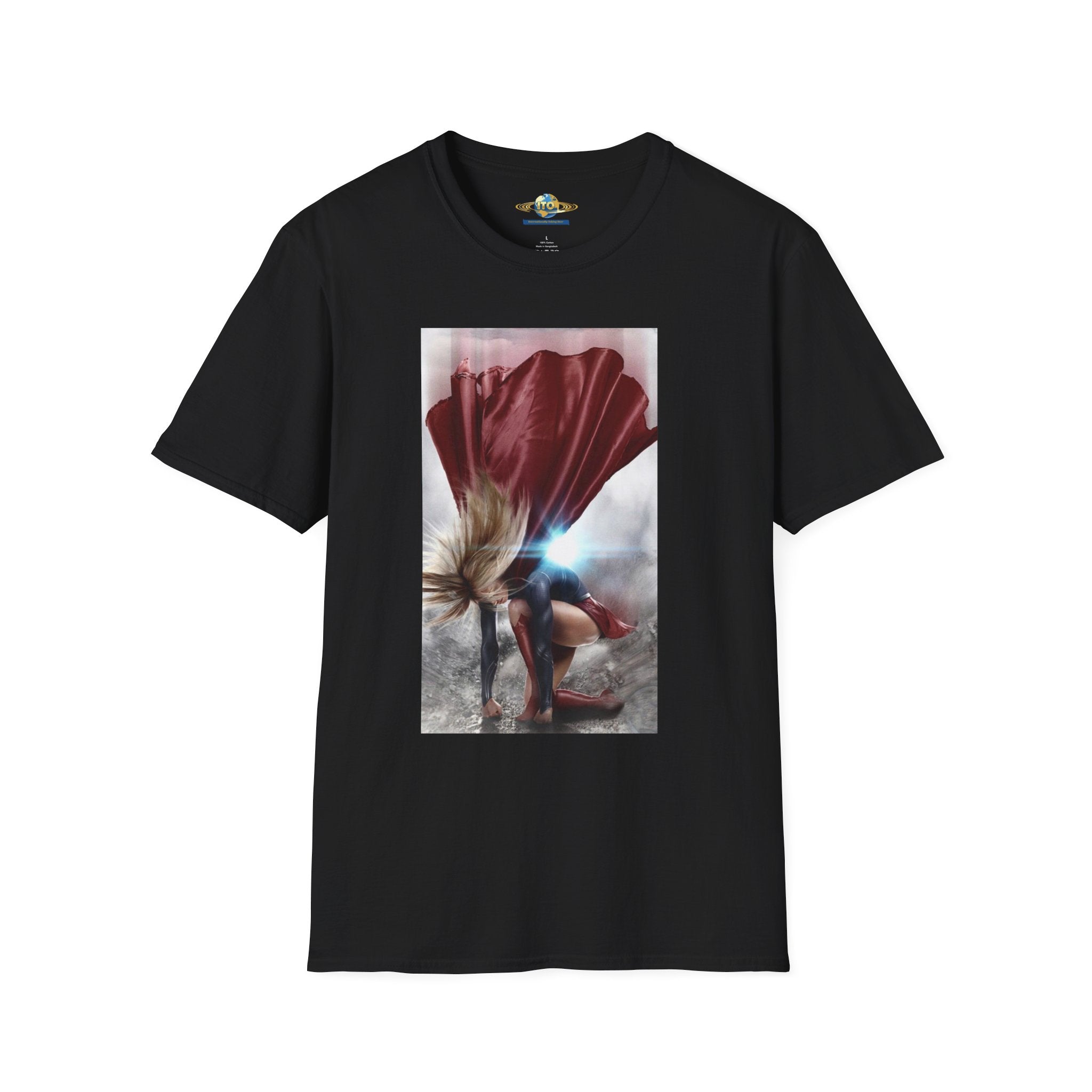 Superhero Pose T-Shirt — Dramatic Cape Hero Graphic