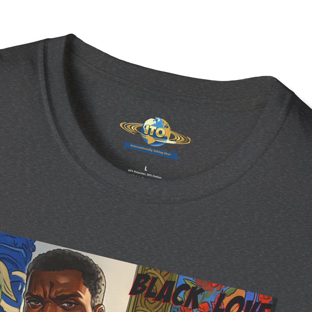 Art Print T‑Shirt — Bold Superhero Couple Portrait Tee