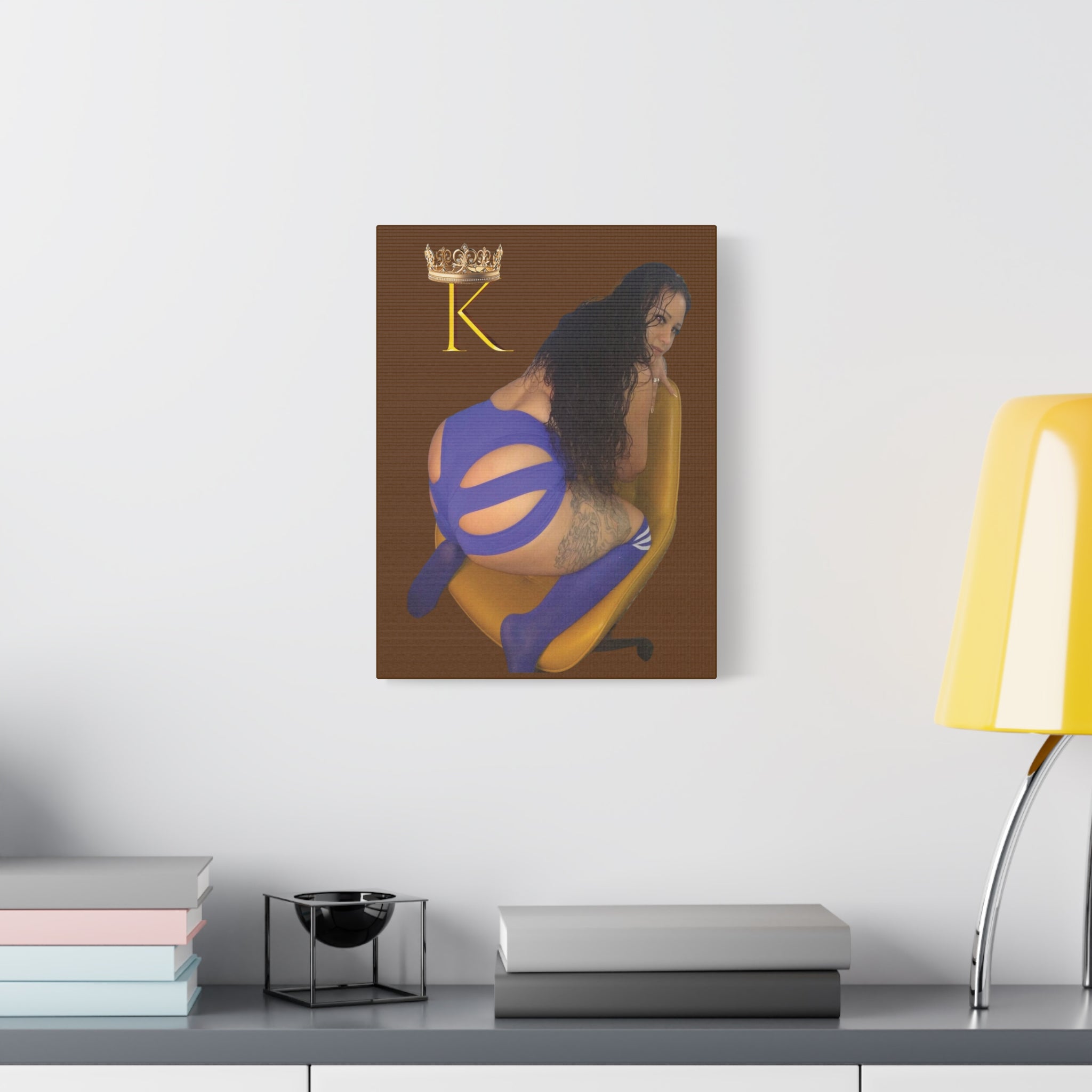 Seductive Queen Canvas Art – ’K’ Crown Pin-Up Matte Stretched Print