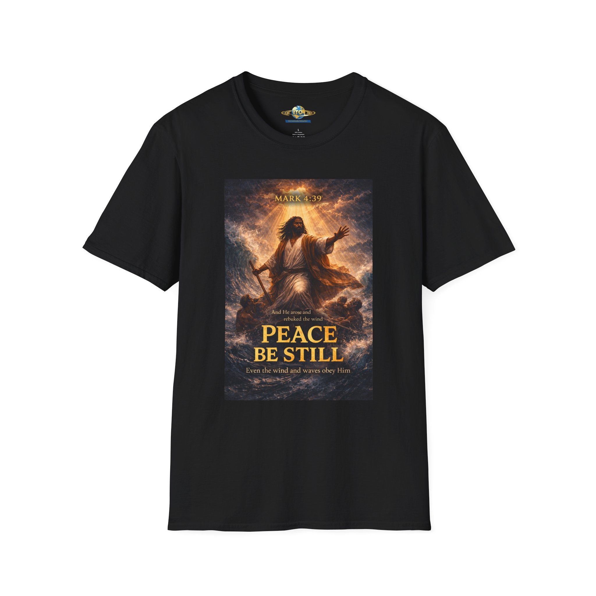 Jesus Calming the Storm T-Shirt — "Peace Be Still" Christian Faith Tee