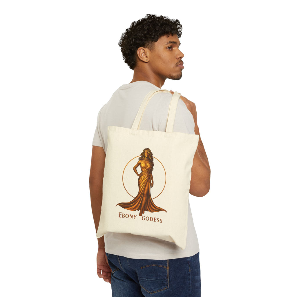 Ebony Goddess Canvas Tote Bag — Elegant Black Woman Art Grocery & Everyday Tote