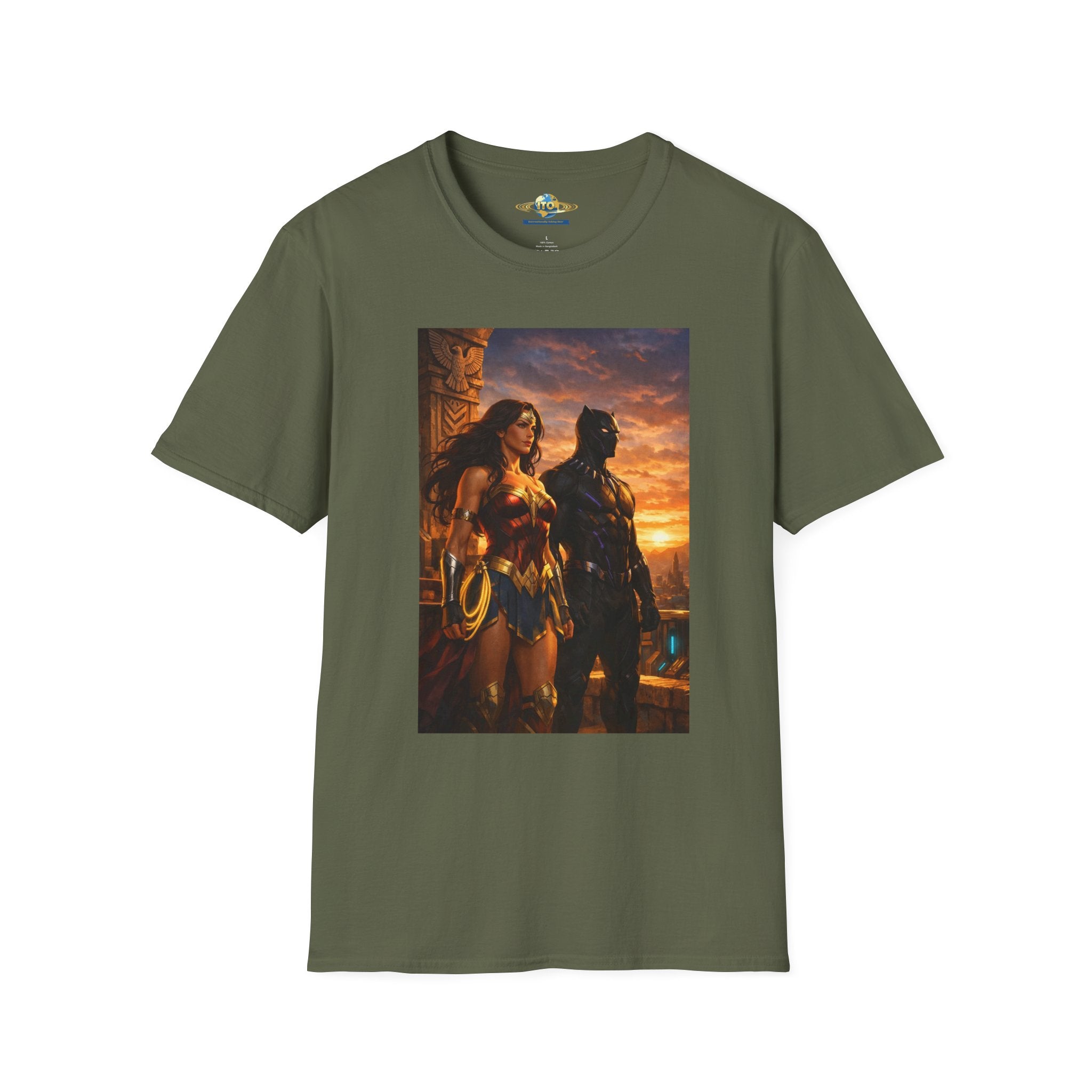 Graphic T-Shirt — Epic Sunset Heroine Scene Print