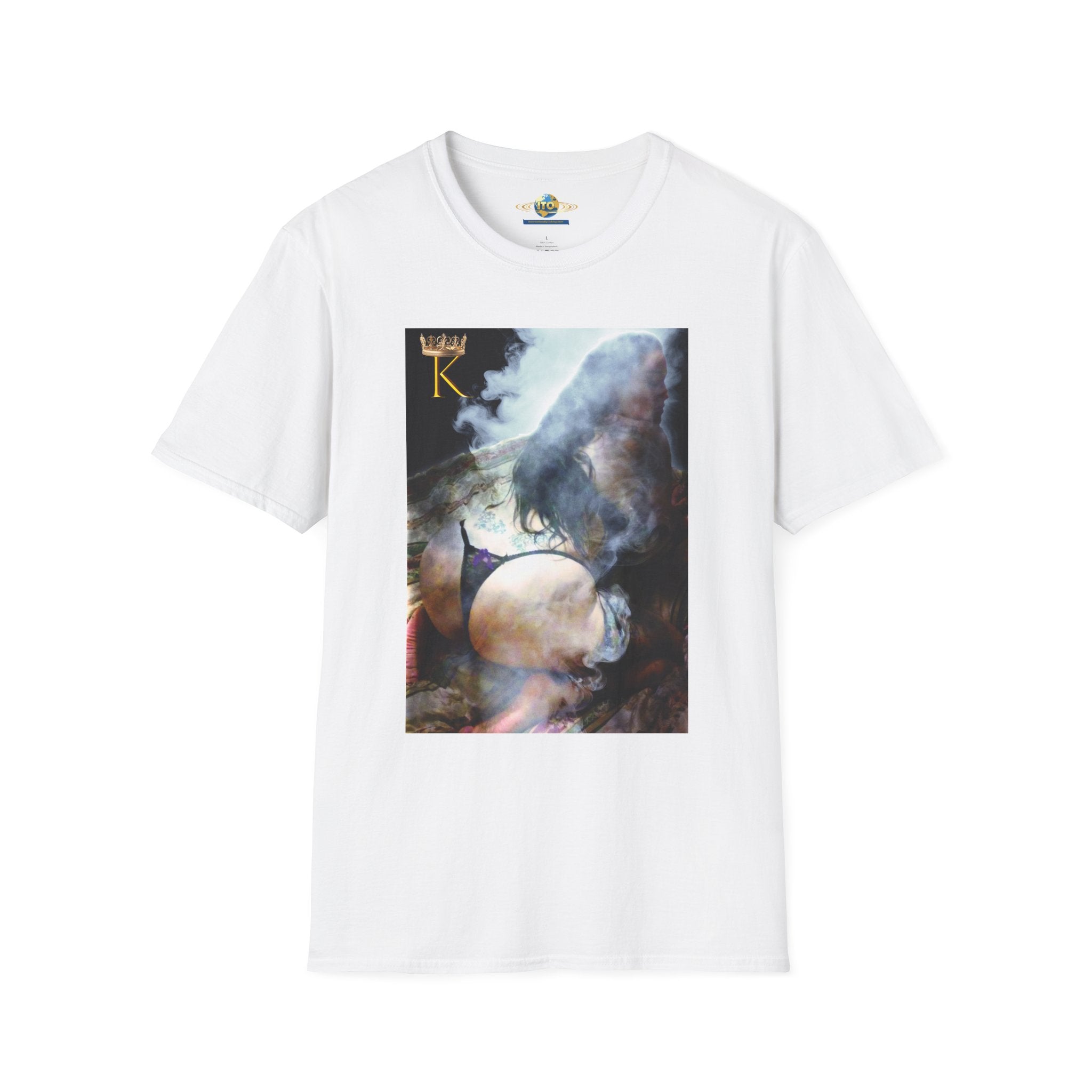 Abstract Cosmic Cat T-Shirt — Surreal Moon & Cat Art Tee