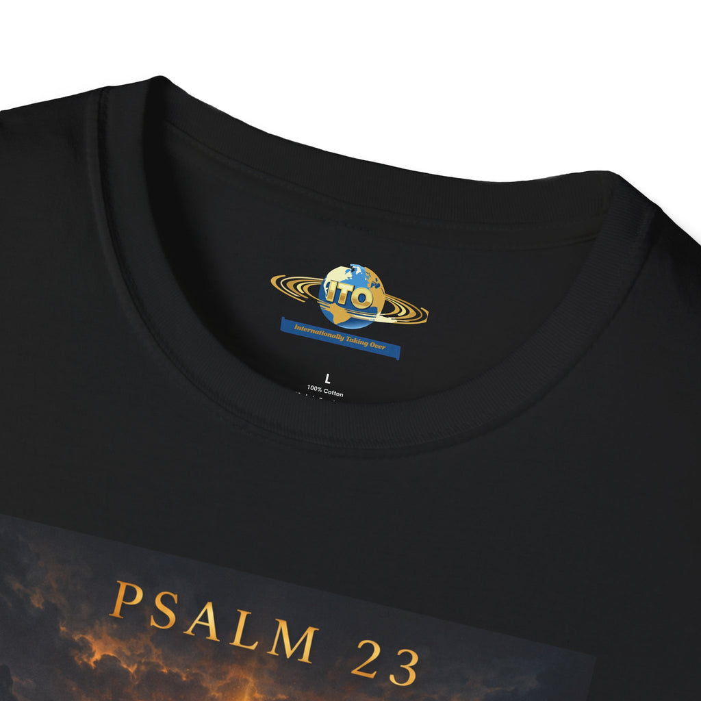 Psalm 23 T-Shirt — Christian Cross & Valley of the Shadow Design
