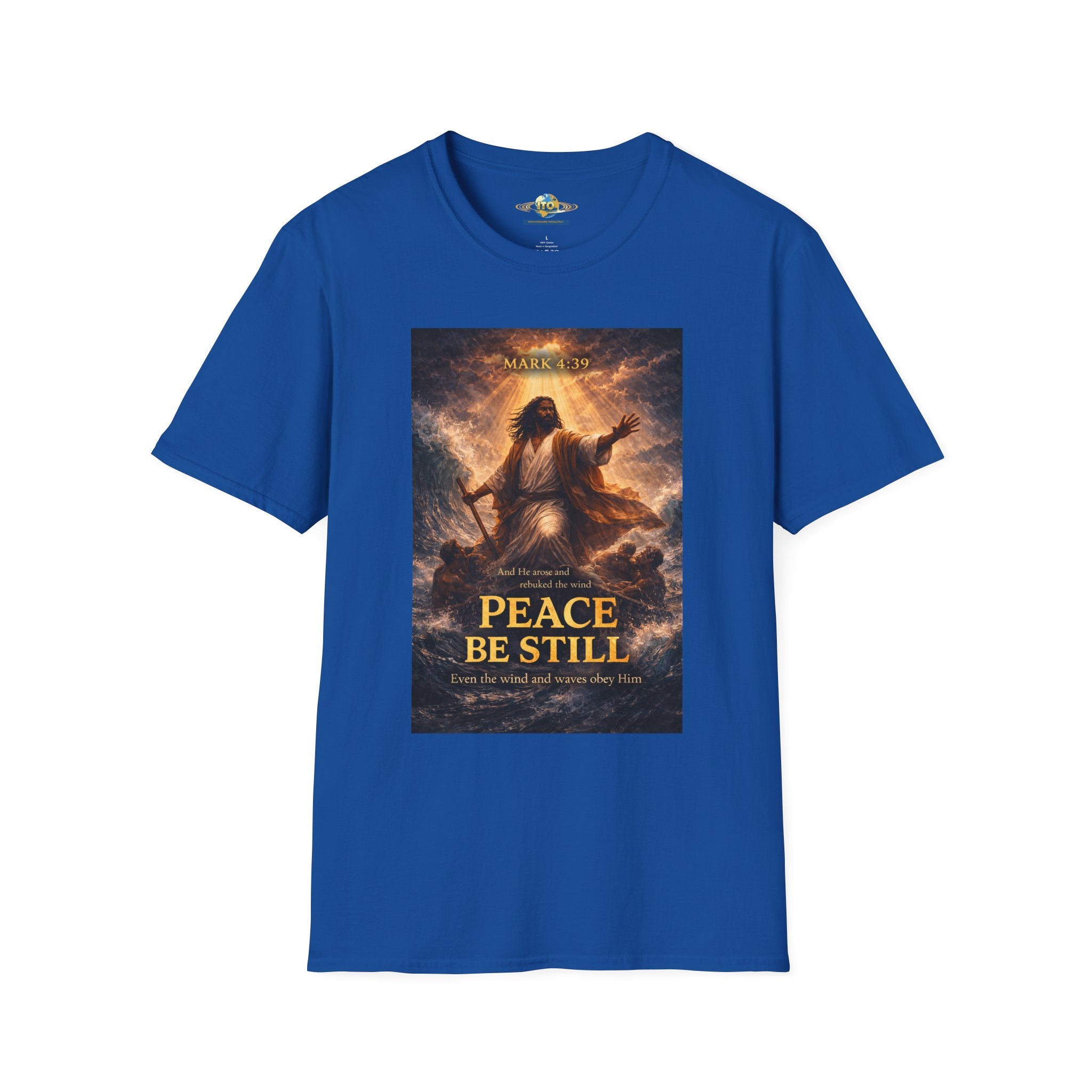 Jesus Calming the Storm T-Shirt — "Peace Be Still" Christian Faith Tee