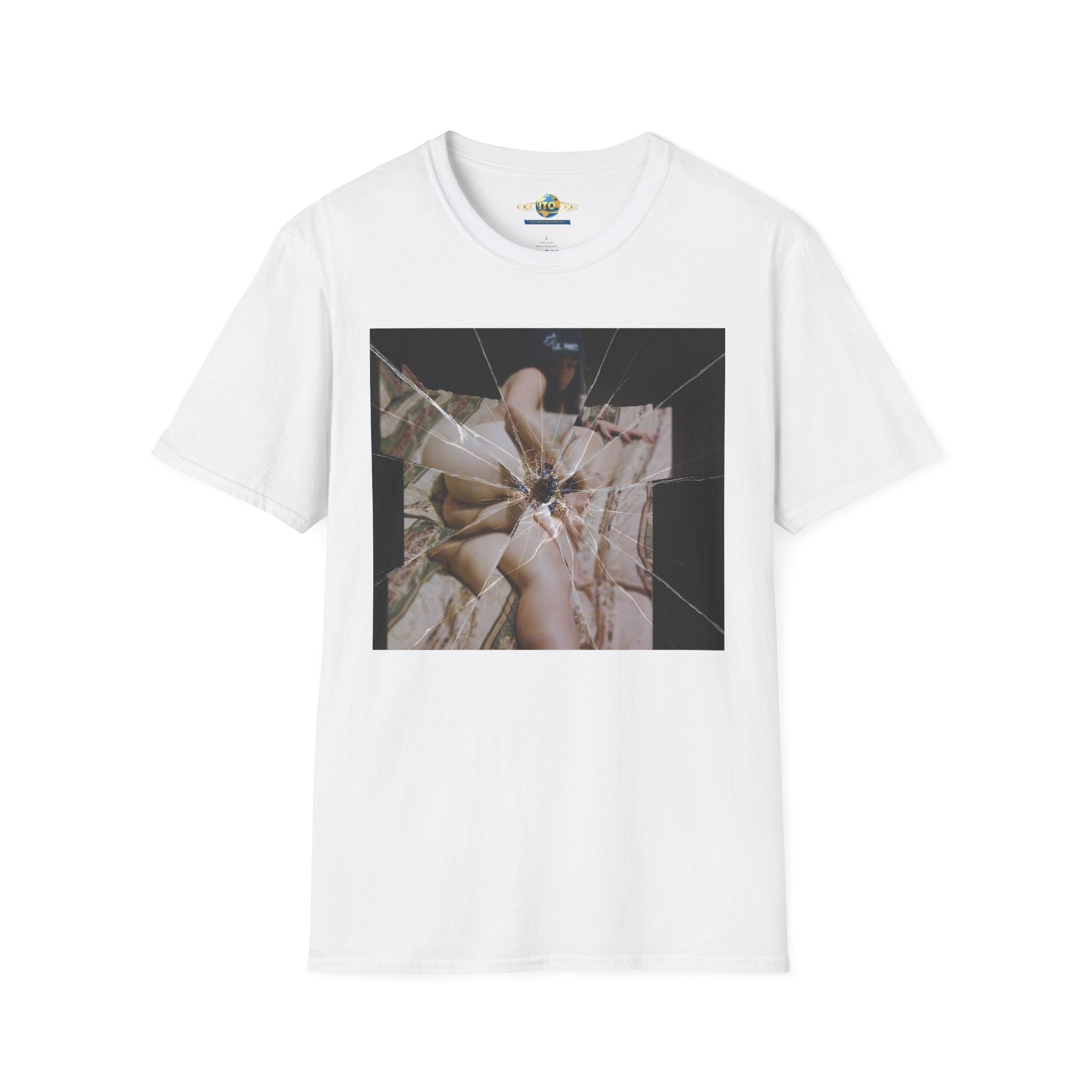 Shattered Mirror Photo Tee — Artistic Fragmented Portrait T-Shirt
