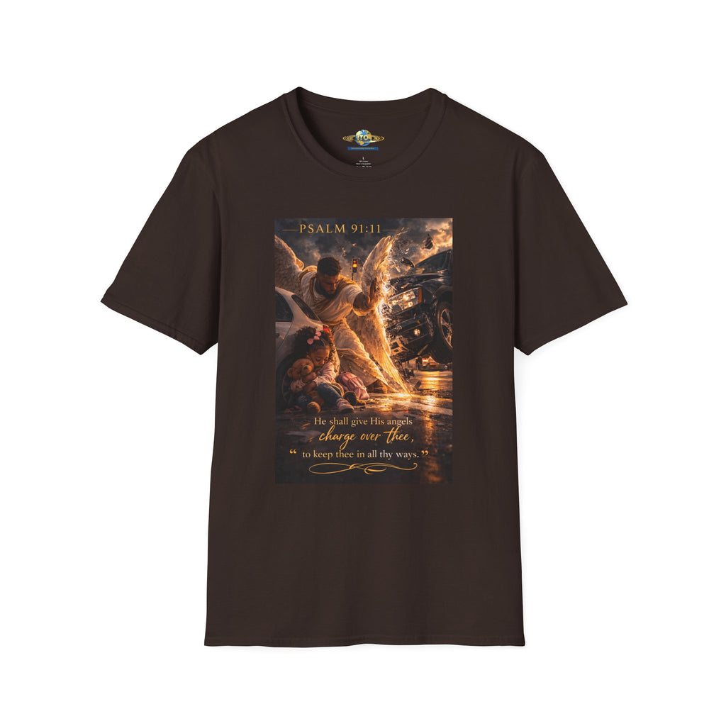Psalm 91 Angel Protection T-Shirt — Faith-Based Christian Tee with Guardian Angel Artwork