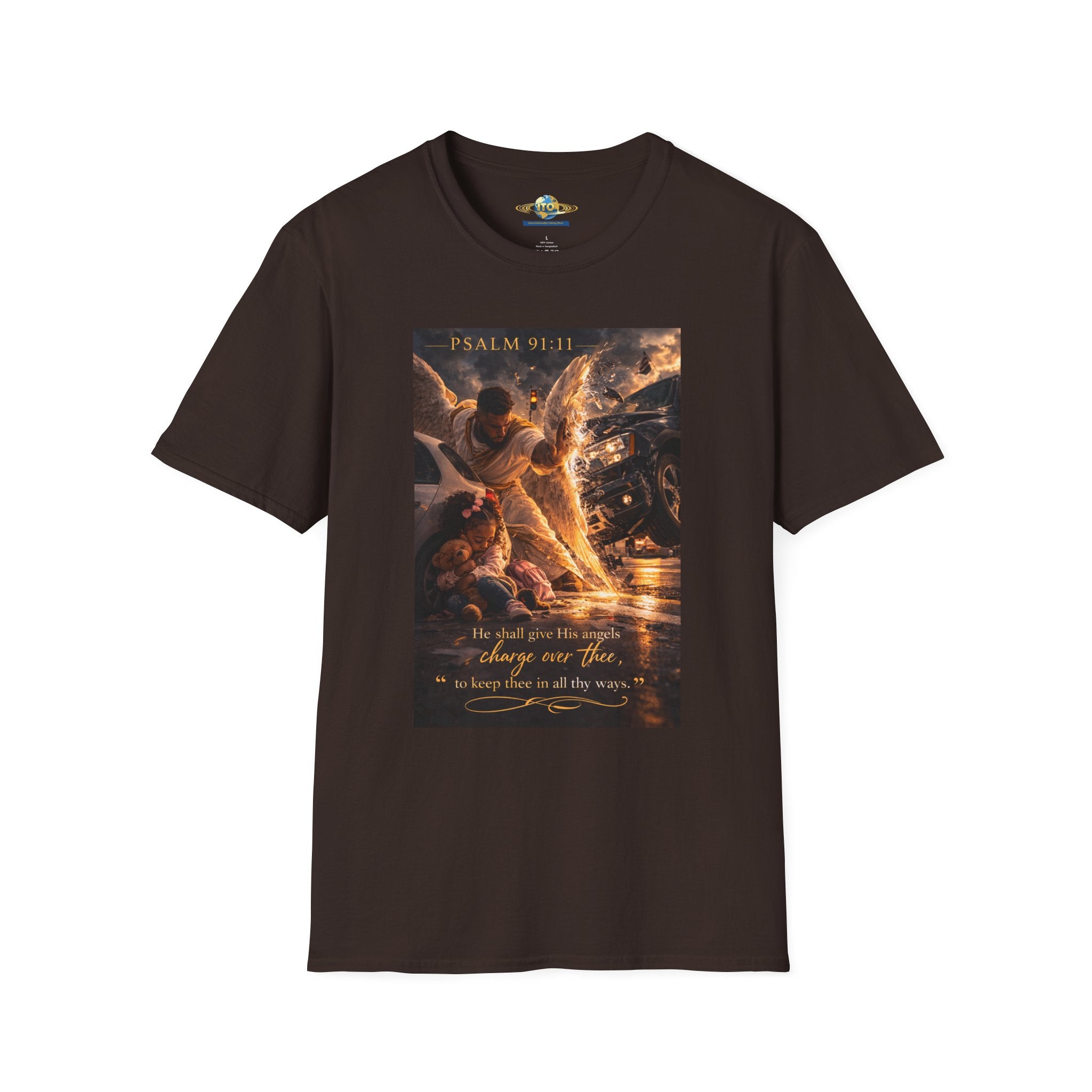 Psalm 91 Angel Protection T-Shirt — Faith-Based Christian Tee with Guardian Angel Artwork
