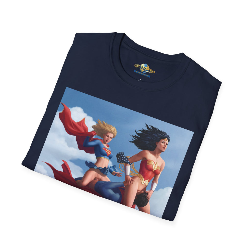 Superhero Tro T-Shirt — Vintage Flying Wonder Women Illustration