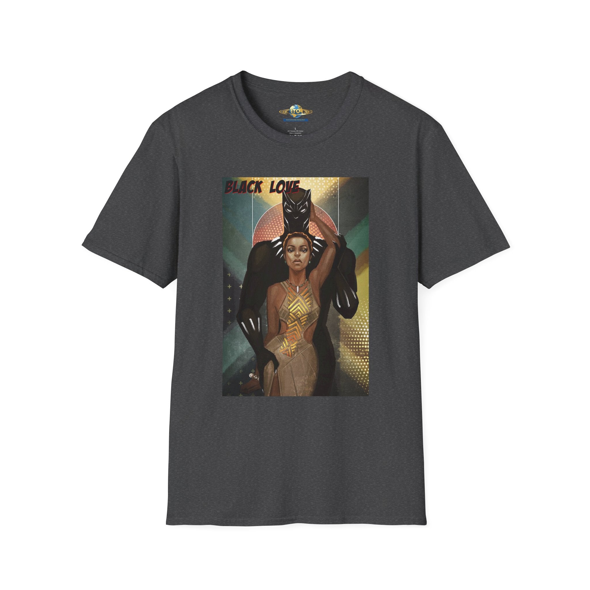 Black Love Poster T-Shirt — Afrocentric Black Panther & Queen Graphic Tee