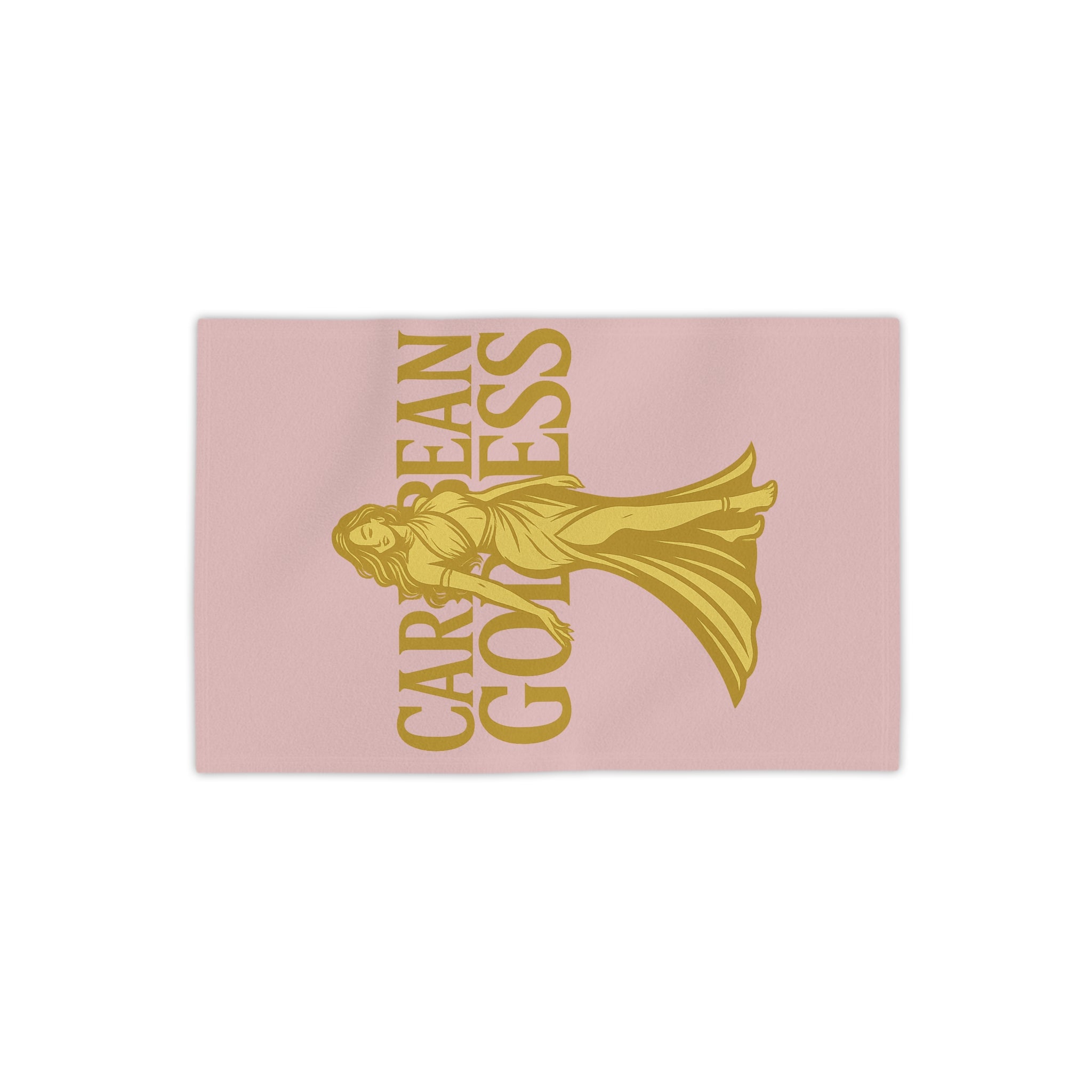 Caribbean Goddess Beach Towel — Pink & Gold Tropical Luxury Towel