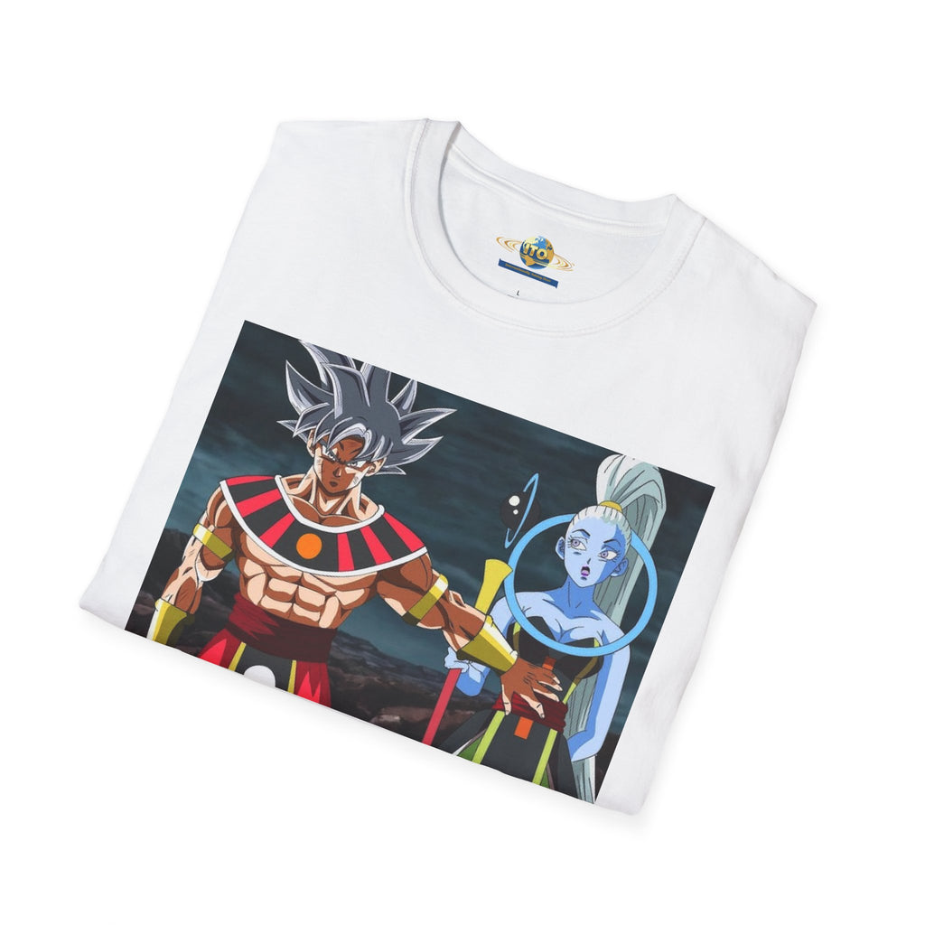 Anime God Duo T-Shirt — Fiery Saiyan & Divine Companion Graphic Tee