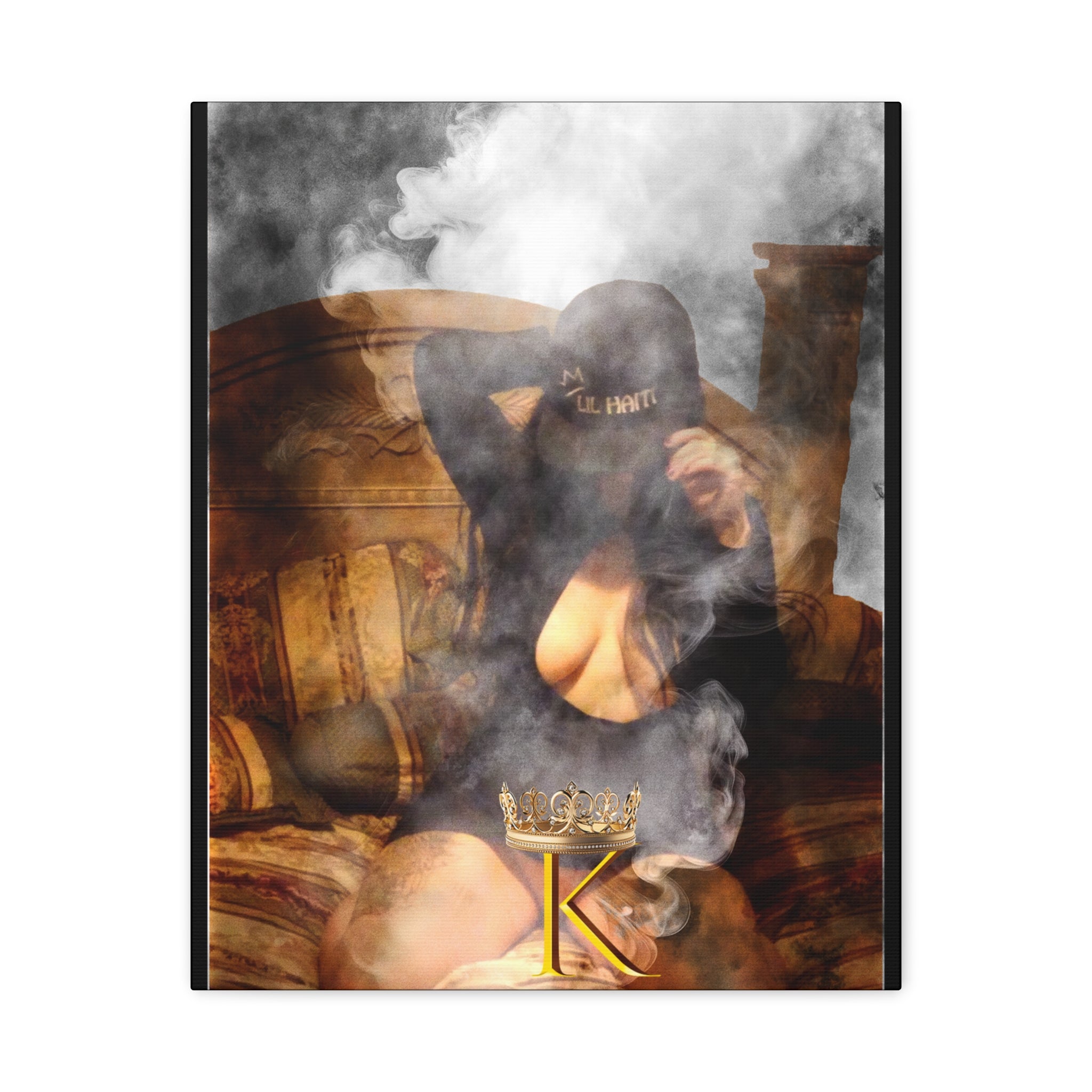 Smoky Boudoir Canvas Print — 'K' Crown Matte Stretched Wall Art