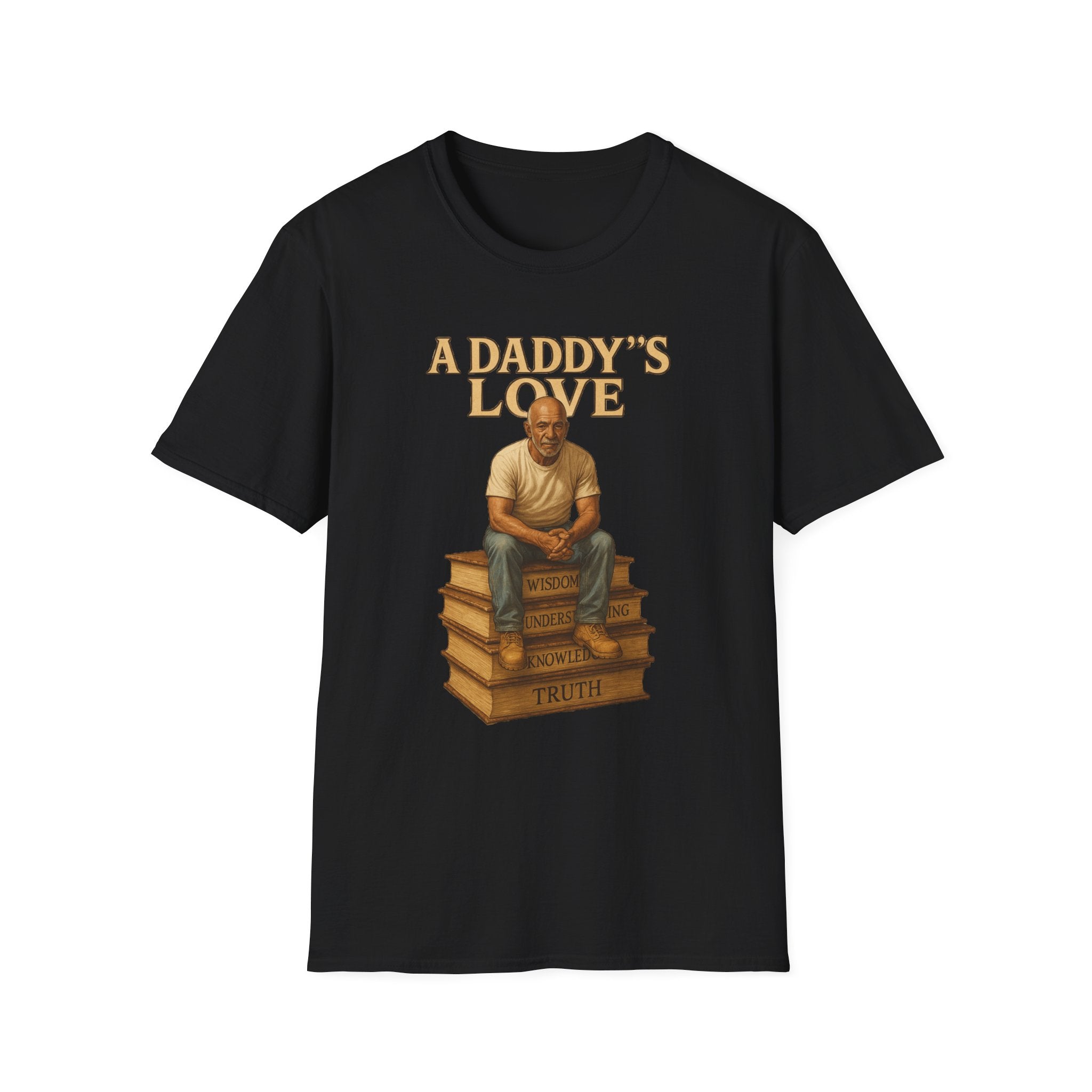Daddy's Love T-Shirt – Vintage Dad Sitting on Books Father’s Day Tee