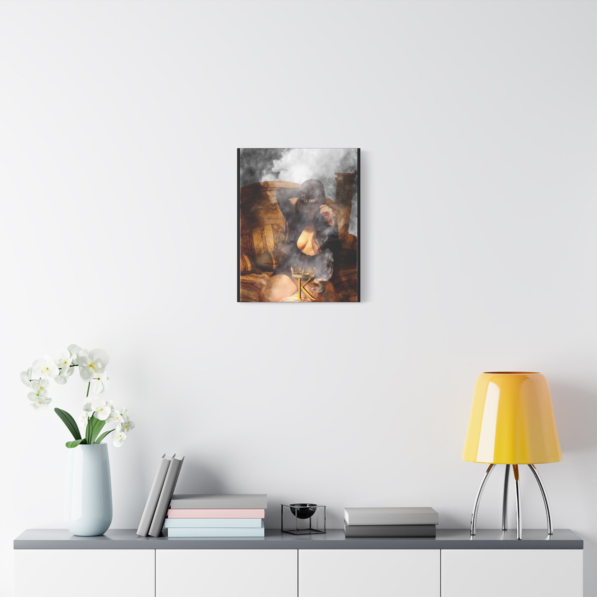 Smoky Boudoir Canvas Print — 'K' Crown Matte Stretched Wall Art
