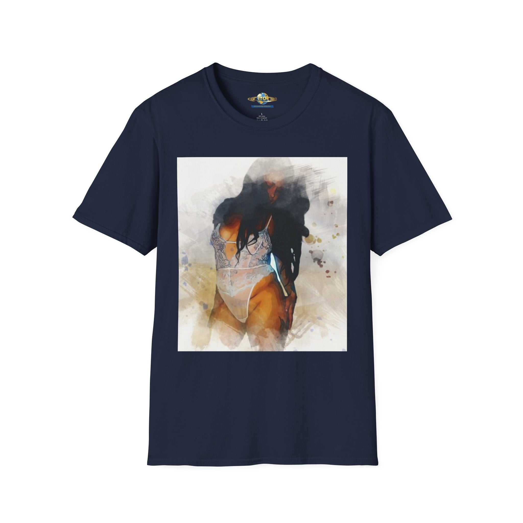 Graphic T-Shirt — Artistic Watercolor Woman Swimwear Print