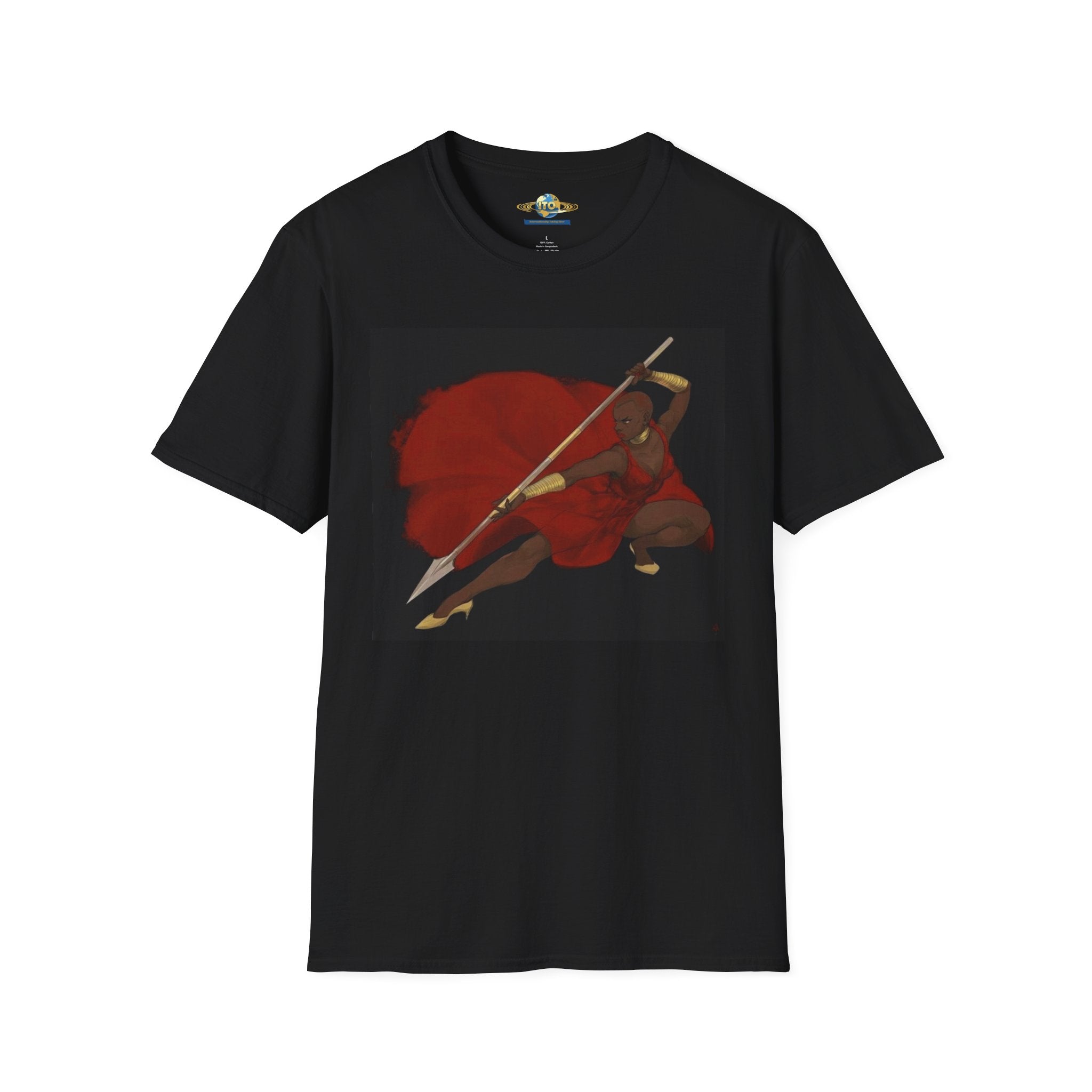 Warrior Spear T-Shirt — Red Cloak Battle Artwork Tee