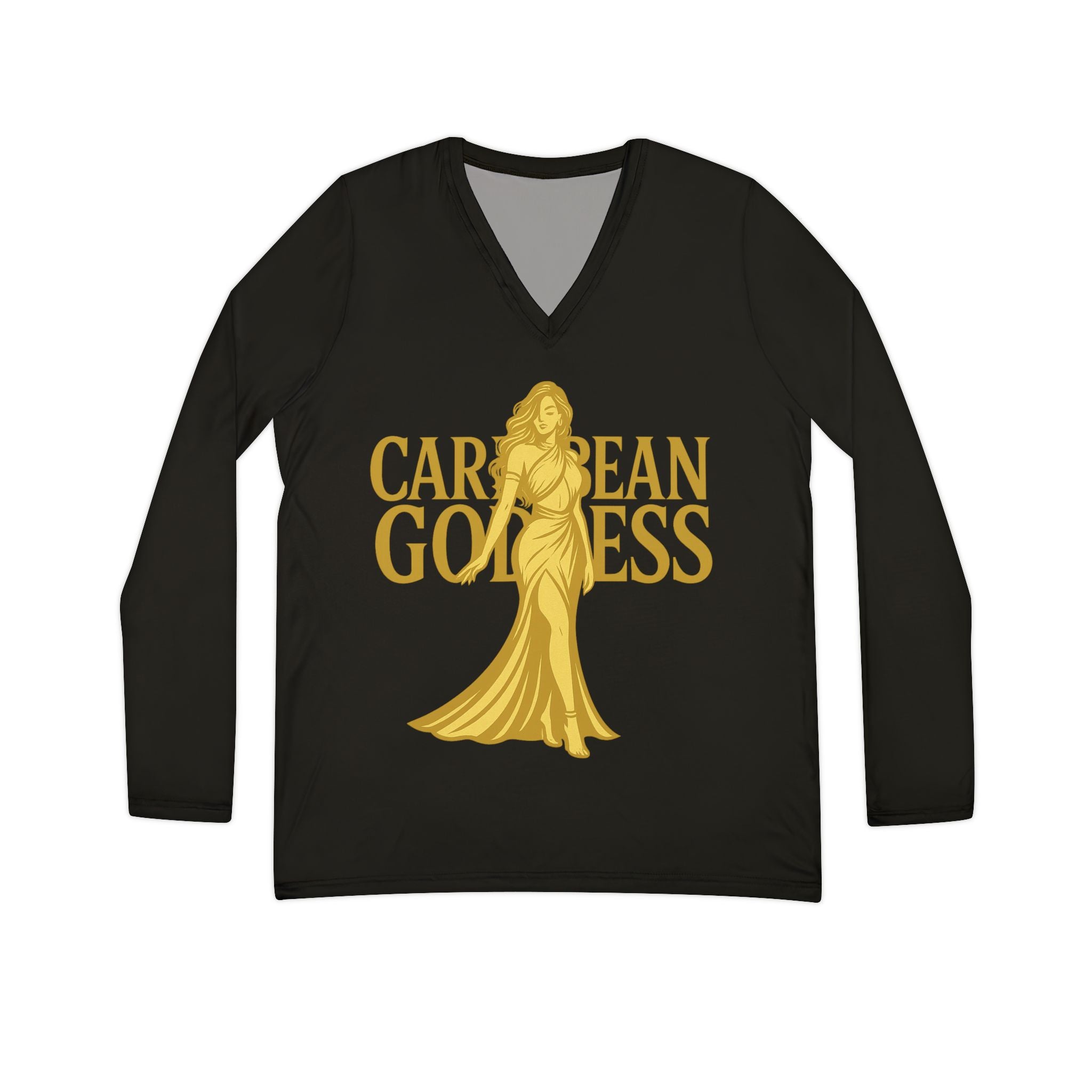 Caribbean Goddess V-Neck Long Sleeve Shirt