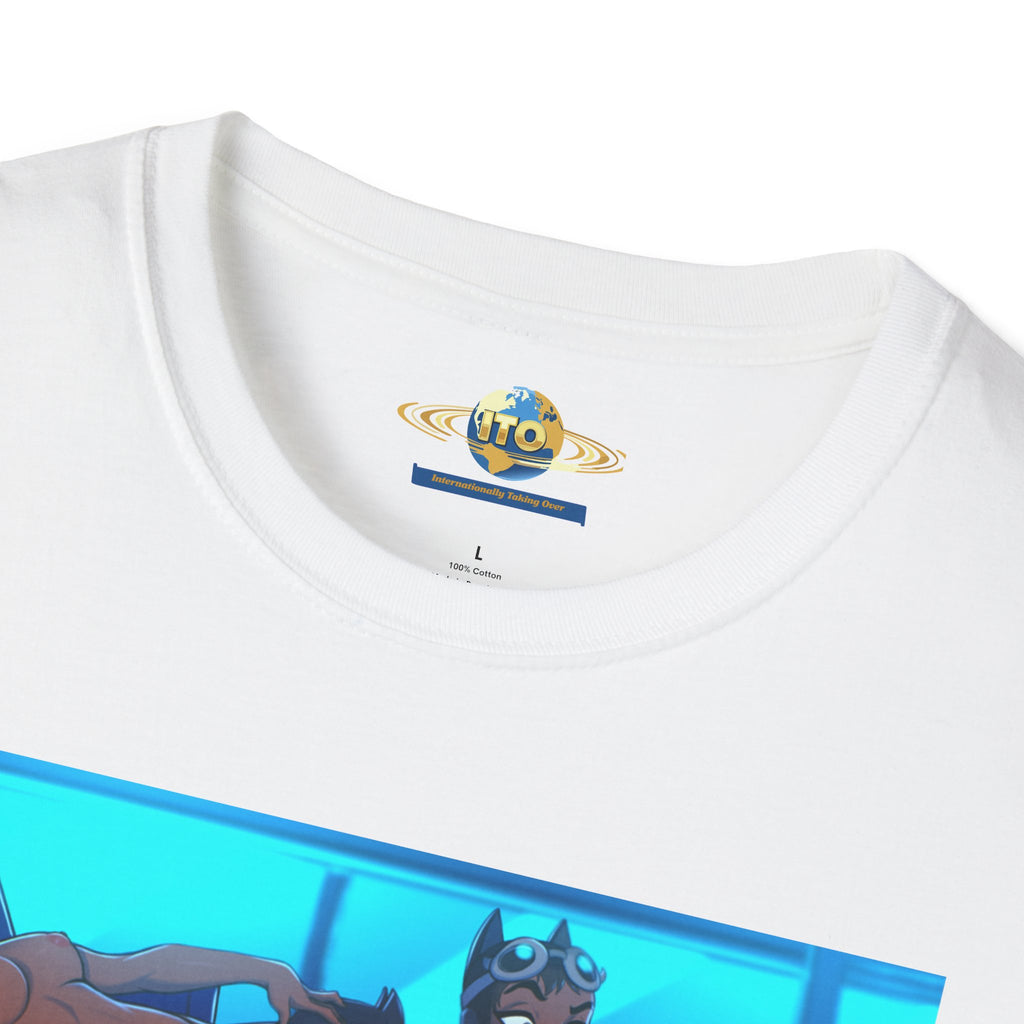 Bat eat Cat Animated Group Scene T-Shirt — Retro Cartoons Fan Tee