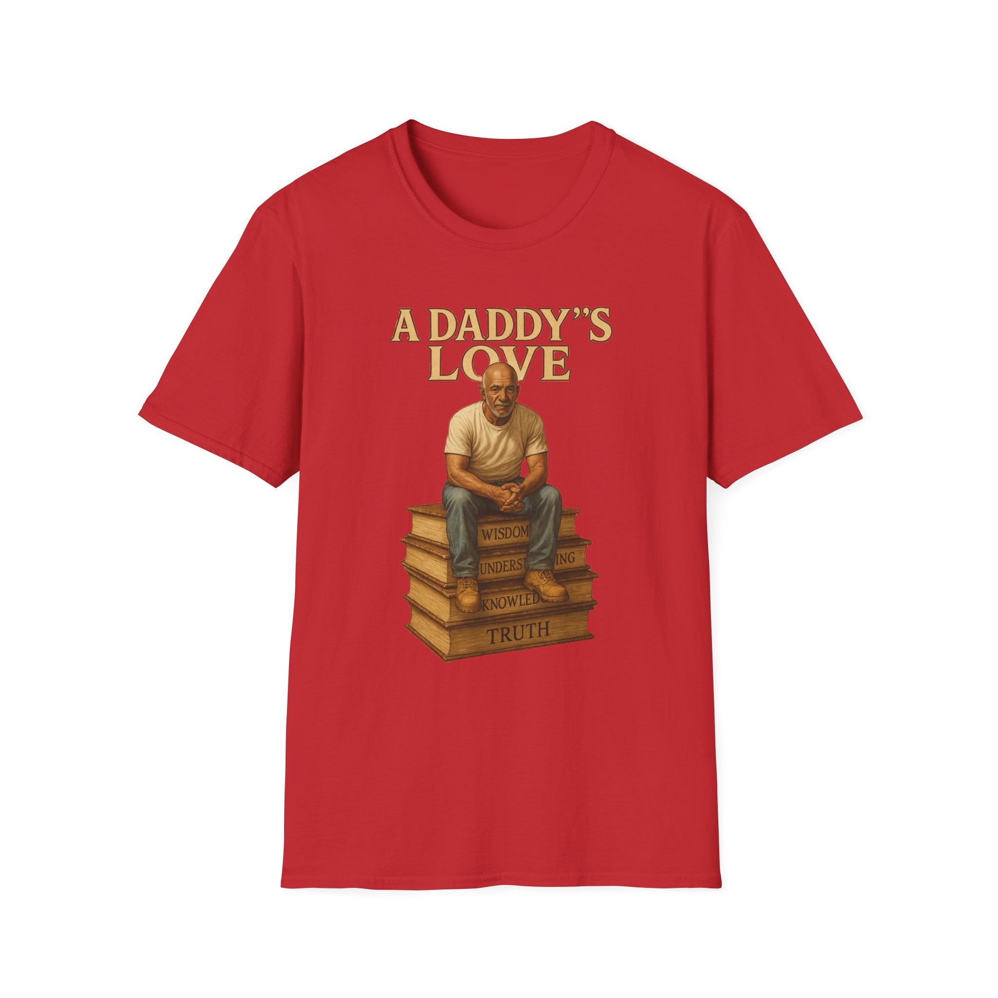 Daddy's Love T-Shirt – Vintage Dad Sitting on Books Father’s Day Tee