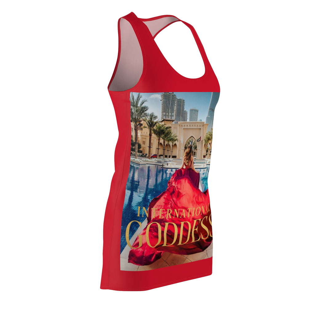 International Goddess Racerback Dress - Bold Red All-Over Print