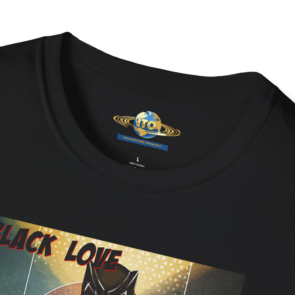Black Love Poster T-Shirt — Afrocentric Black Panther & Queen Graphic Tee