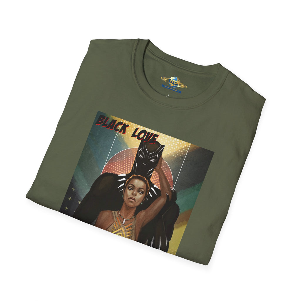 Black Love Poster T-Shirt — Afrocentric Black Panther & Queen Graphic Tee