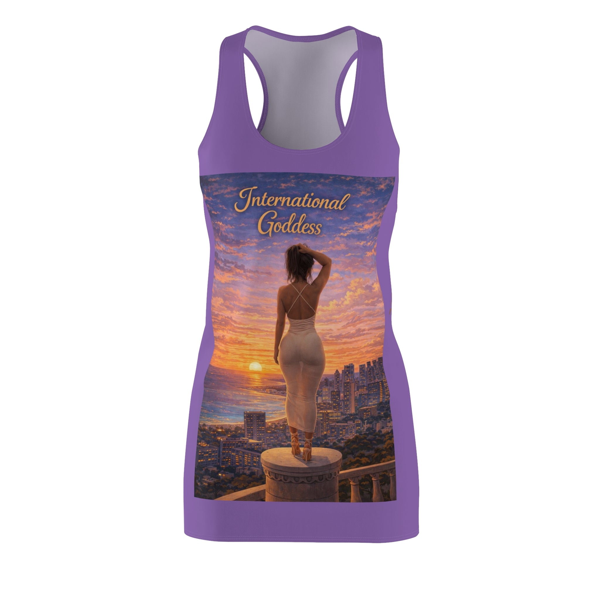 International Goddess Racerback Dress — Sunset Cityprint Women's Dress