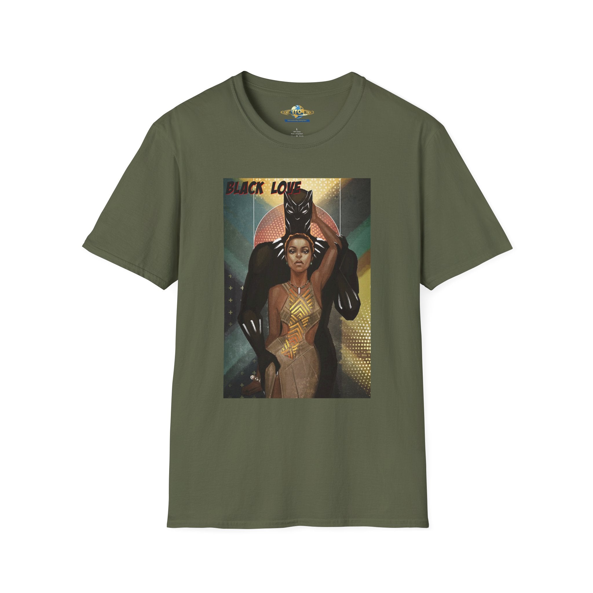 Black Love Poster T-Shirt — Afrocentric Black Panther & Queen Graphic Tee