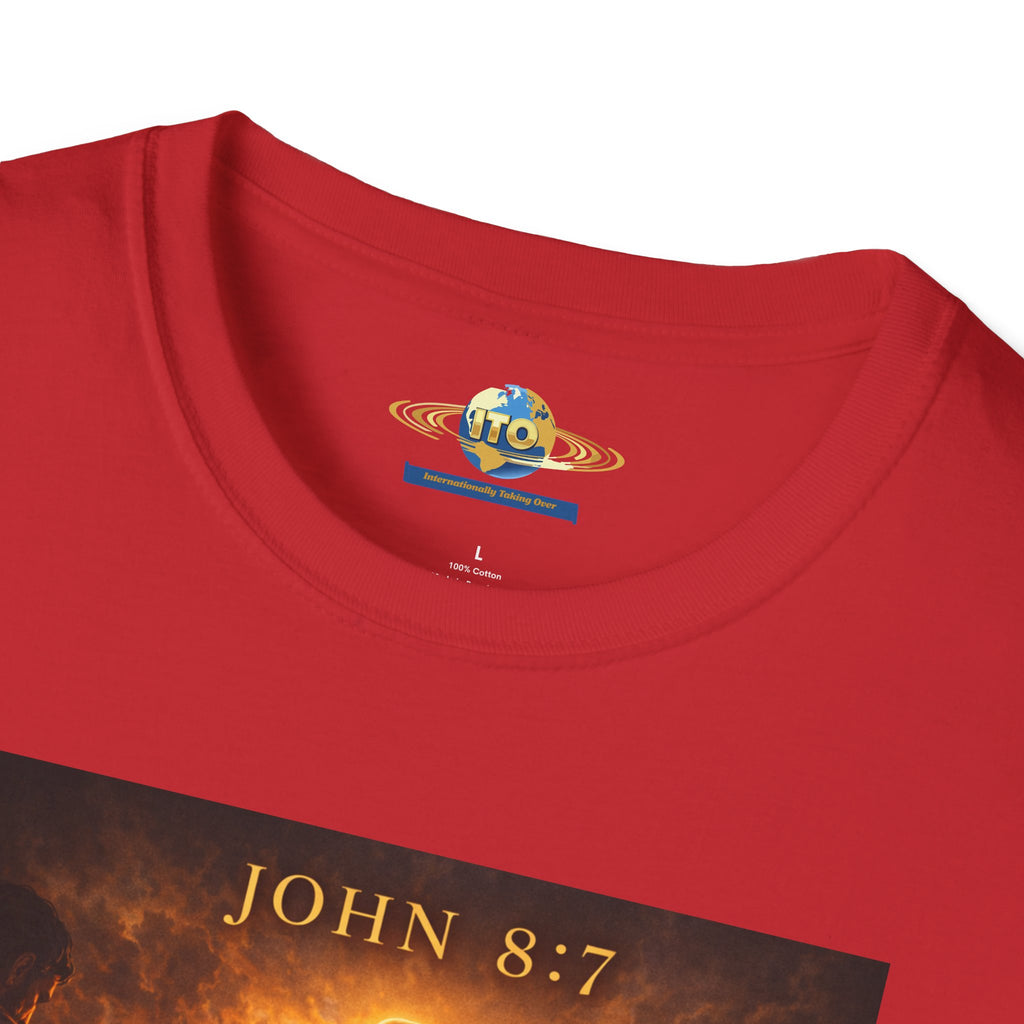 T-Shirt — John 8:7 Inspired Christian Faith Graphic Tee (Be Without Sin)