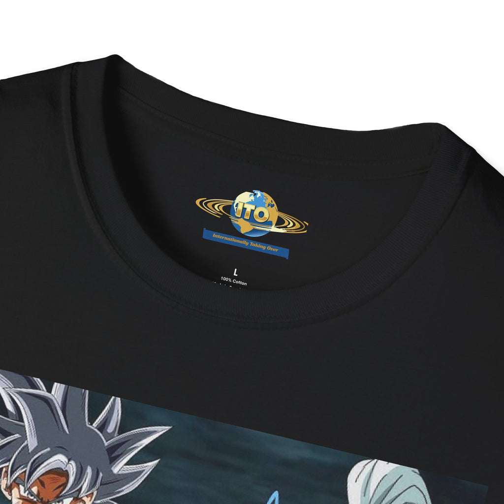 Anime God Duo T-Shirt — Fiery Saiyan & Divine Companion Graphic Tee